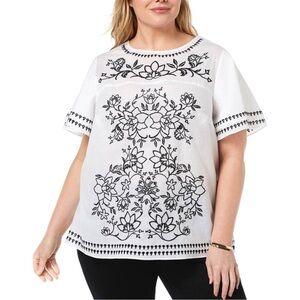 Charter embroidery 100% cotton ruffle top blouse